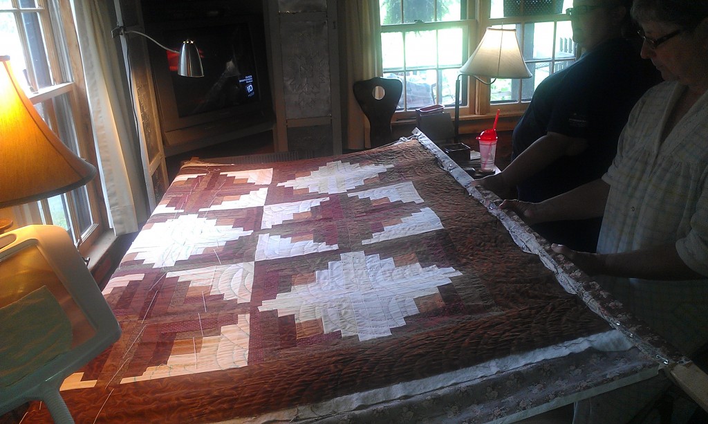 Another Hatchett Job, quilt, quilting, hand quilting, quilt frame, hand quilting in frame, log cabin, log cabin quilt, frugal life, crafts, sewing