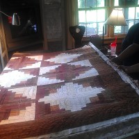 Another Hatchett Job, quilt, quilting, hand quilting, quilt frame, hand quilting in frame, log cabin, log cabin quilt, frugal life, crafts, sewing
